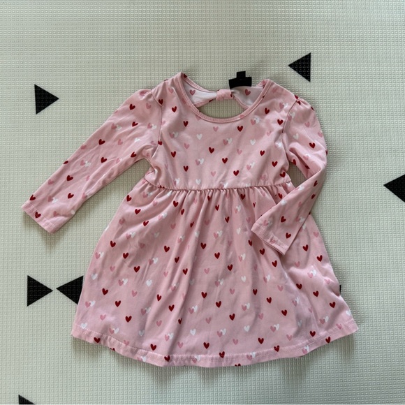 Picapino|Baby girl pink long sleeve casual dress with heart print throughout,24M - Picture 1 of 7